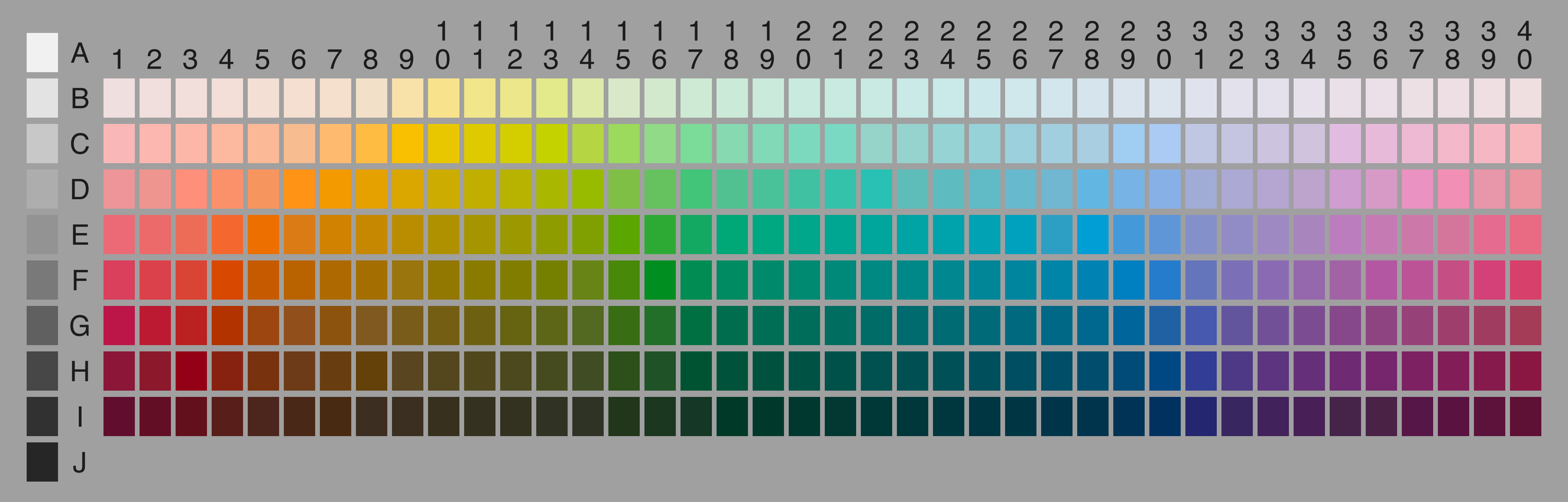 Crayola Color Chart with Names